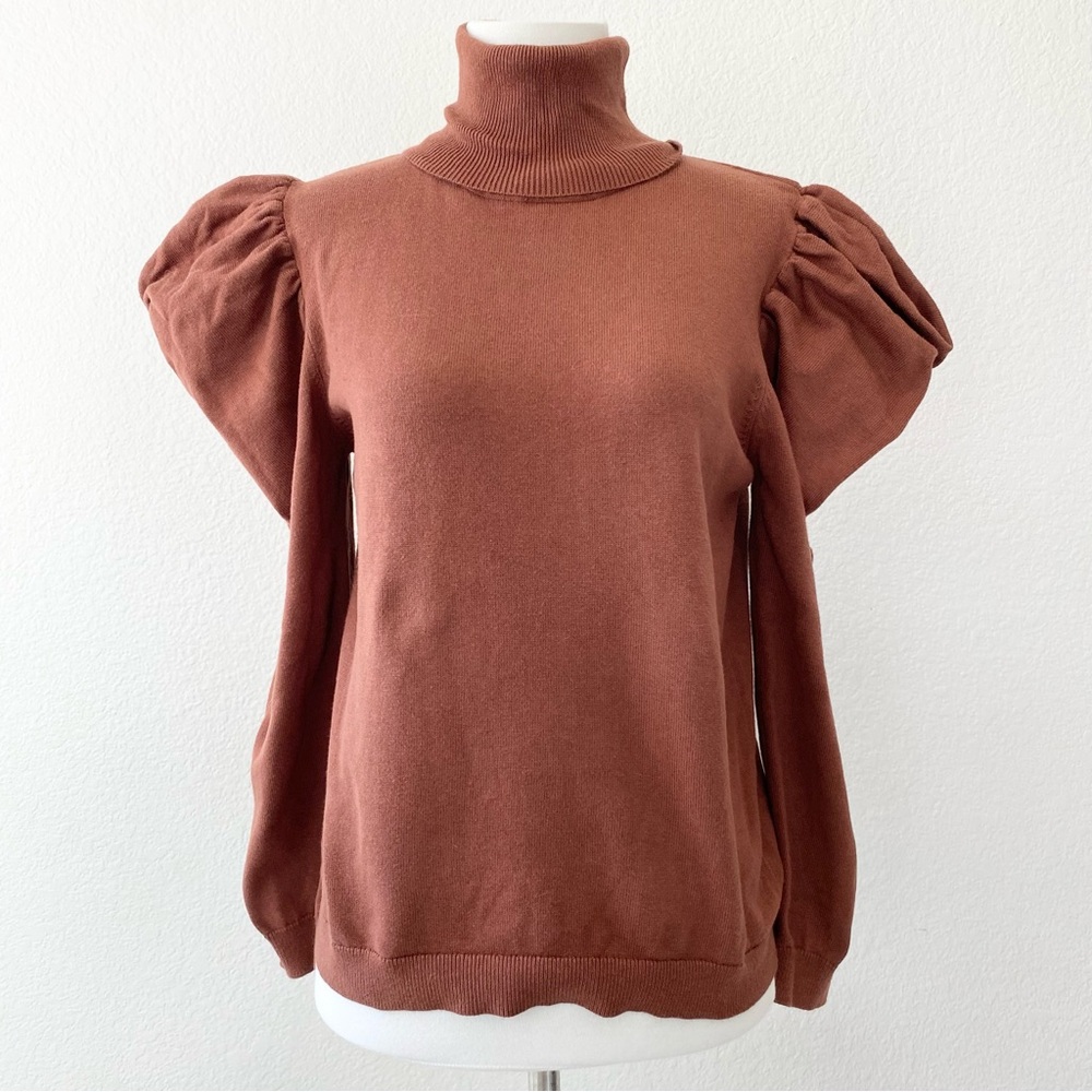 MISA LOS ÁNGELES GABRIELA Puff Sleeve Turtleneck Top/Sweater - Picture 2 of 6